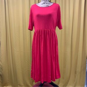 Plus Stretch Casual Red Dress